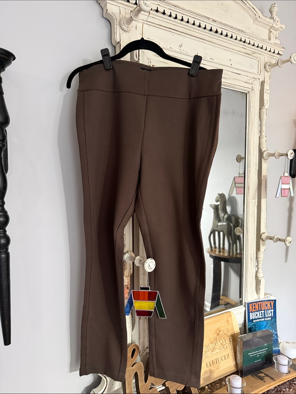 Brown Pull-On Stretch Pants